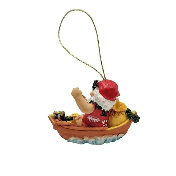 Hawaiian Santa Claus Rowing Canoe Christmas Ornament Festive Tree Décor Hand-Pai - Picture 5 of 15